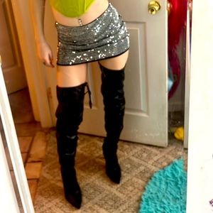 Thigh high leather boots